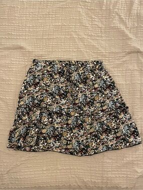 Floral Tiered Mini Skirt in Black